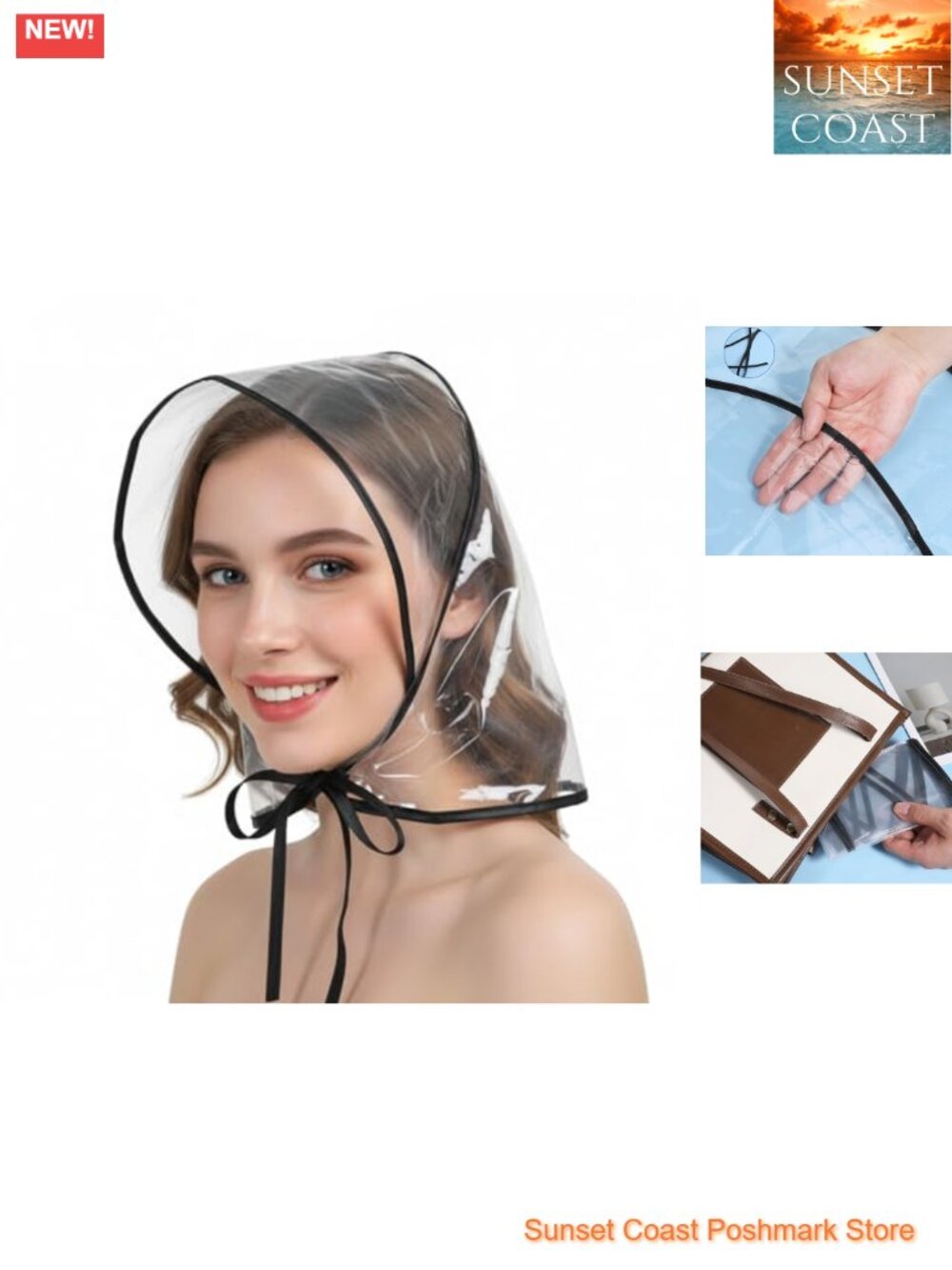 6 Pack Reusable Clear Waterproof Rain Bonnets with Visor for Women Plastic Rain